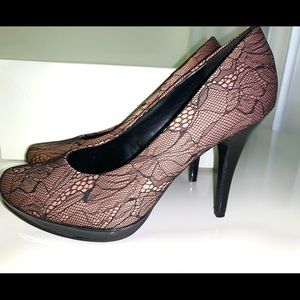 M.P.S. Satin & lace pumps